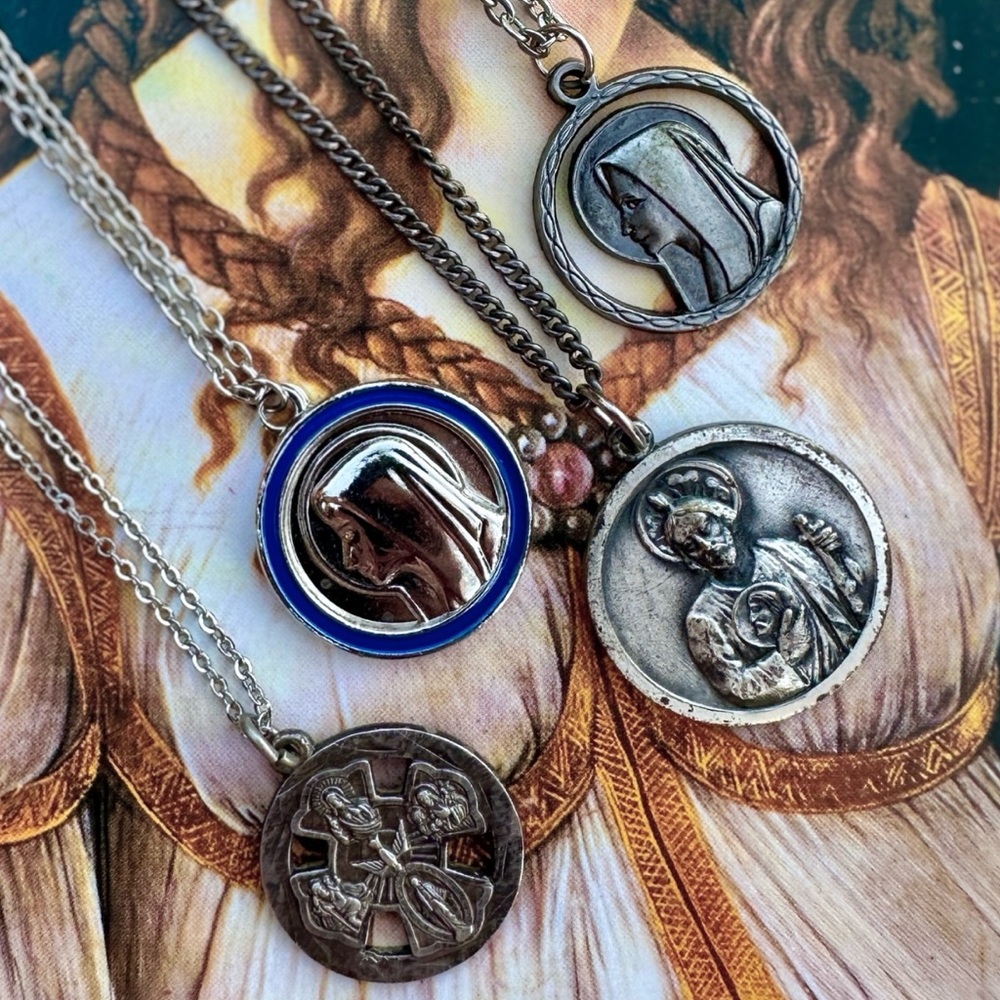 4 Vintage Catholic Medals *Some Sterling*